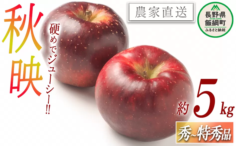 りんご 秋映 秀 ～ 特秀 5kg 渡辺農園 沖縄県への配送不可 2025年10月中旬頃から2025年10月下旬頃まで順次発送予定 令和7年度収穫分 エコファーマー認定 減農薬栽培 長野県 飯綱町 [0363]