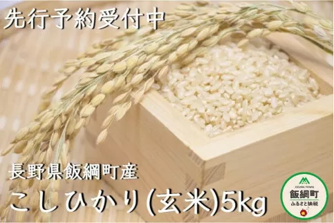 【令和6年度収穫分】信州飯綱町産　こしひかり（玄米）5kg　※沖縄および離島への配送不可　※2024年10月上旬頃から順次発送予定　米澤商店[1365]