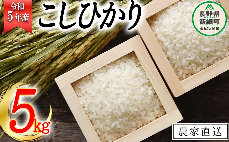 米 こしひかり 5kg ( 令和5年産 ) 沖縄県への配送不可 2023年11月上旬頃から順次発送予定 米澤商店 コシヒカリ 白米 精米 長野県 飯綱町 [1348]