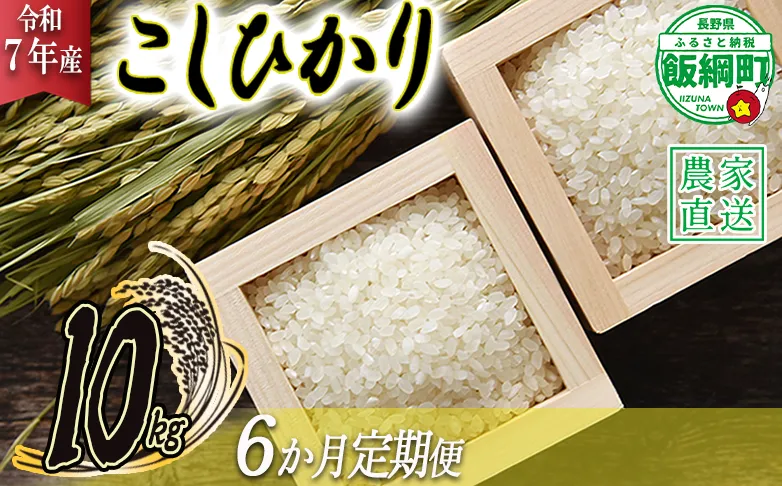 米 こしひかり 10kg × 6回 【 6か月 定期便 】( 令和7年産 ) 2025年10月上旬頃から順次発送予定 米澤商店 コシヒカリ 白米 精米 長野県 飯綱町 [1246]