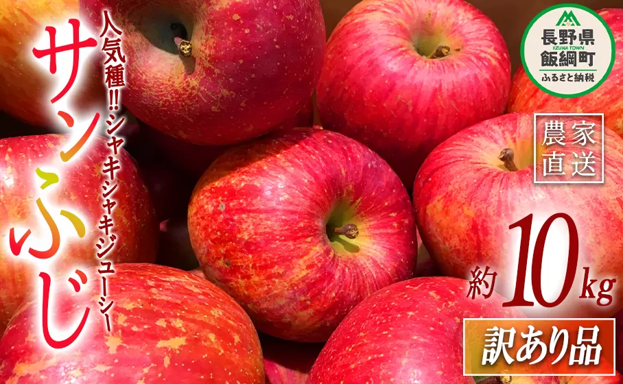 りんご サンふじ 訳あり 10kg 大垣農園 沖縄県への配送不可 2023年11月下旬頃から2023年12月下旬頃まで順次発送予定 令和5年度収穫分 傷 不揃い リンゴ 林檎 果物 フルーツ 信州 長野 15500円 予約 農家直送 長野県 飯綱町 [1133]