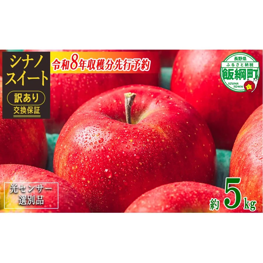 【 感謝りんご / 光センサー選別品 】 りんご シナノスイート 訳あり 5kg （ 12玉 〜 25玉 ） 交換保証 ながの農業協同組合 2026年10月上旬頃から2026年11月上旬頃まで順次発送予定 令和8年度収穫分 傷 不揃い リンゴ 林檎 果物 フルーツ 信州 長野 12000円 予約 長野県 飯綱町 [1205]