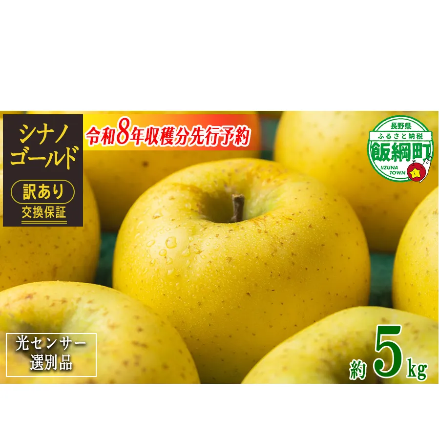 【 感謝りんご / 光センサー選別品 】 りんご シナノゴールド 訳あり 5kg （ 12玉 〜 25玉 ） 交換保証 ながの農業協同組合 沖縄県への配送不可 2026年11月上旬頃から2026年11月下旬頃まで順次発送予定 令和8年度収穫分 傷 不揃い リンゴ 林檎 果物 フルーツ 信州 長野 予約 長野県 飯綱町 [1208]