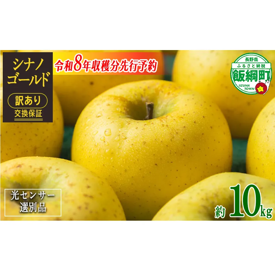 【 感謝りんご / 光センサー選別品 】 りんご シナノゴールド 訳あり 10kg （ 24玉 〜 50玉 ） 交換保証 ながの農業協同組合 沖縄県への配送不可 2026年11月上旬頃から2026年11月下旬頃まで順次発送予定 令和8年度収穫分 傷 不揃い リンゴ 林檎 果物 フルーツ 信州 長野 20000円 予約 長野県 飯綱町 [1209]