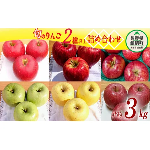 りんご 2品種以上保証 旬のおすすめ 3kg 詰め合わせ セット やまじゅうファーム 沖縄県への配送不可 2025年10月上旬頃から2025年12月下旬頃まで順次発送予定 令和7年度収穫分 信州の環境にやさしい農産物 減農薬栽培 長野県 飯綱町 [1799]