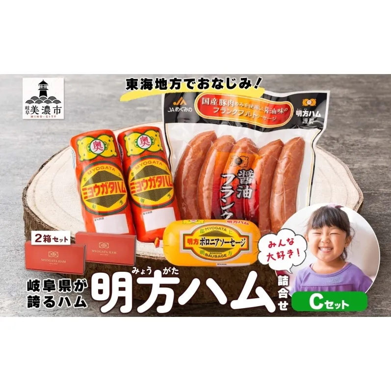 明方 ハム Cセット ボロニア ソーセージ フランクフルト JA ブランド 豚肉 お肉 国産 熟成 塩分 控えめ 豚腸 バーベキュー BBQ 加工品 お取り寄せ 贈答 ギフト 送料無料 めぐみの農業協同組合 岐阜県 美濃市