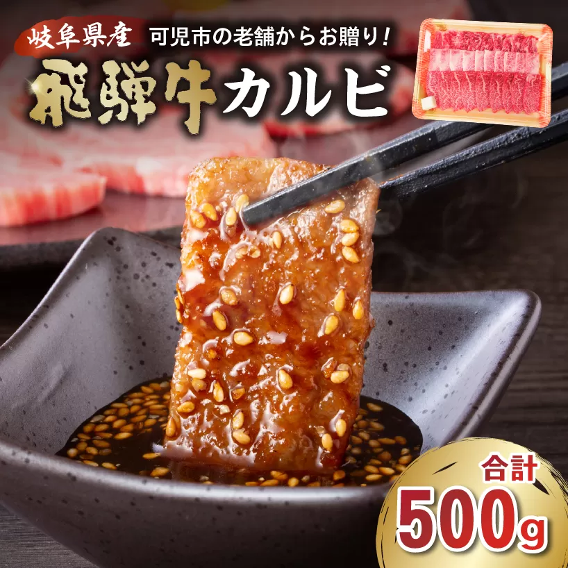 飛騨牛カルビ500g　0016-054 焼肉 BBQ バーベキュー 肉 牛肉 和牛 ブランド牛 黒毛和牛 国産 赤身 脂身 霜降り やわらか 旨味 甘み カルビ丼