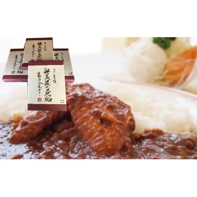 奥美濃古地鶏 手羽先やわ煮カレー　4箱セット お肉 鶏肉 加工食品 レトルト 柔らかい