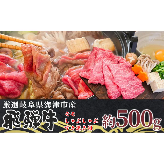 【飛騨牛】海津市産モモしゃぶしゃぶすき焼き用スライス 【配達不可：離島】 お肉 牛肉 鍋 牛鍋 もも肉 ブランド牛 赤身 適度なサシ 霜降り 濃厚 旨味 脂身が少ない 肉じゃが 炒め物 ダイエット 岐阜県産 国産