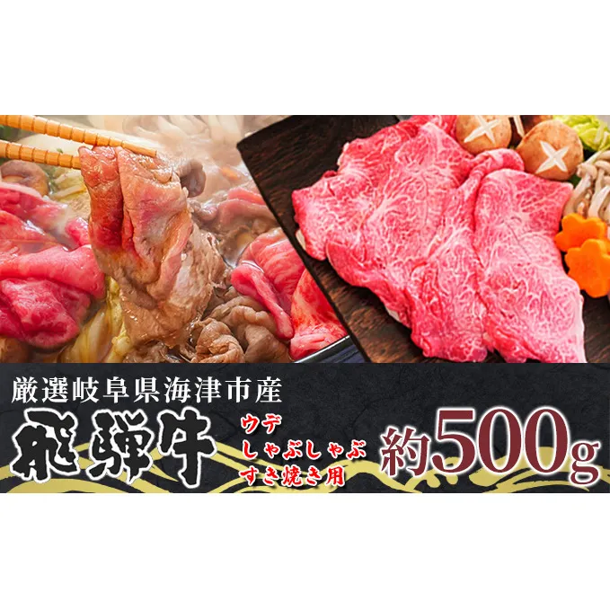 【飛騨牛】海津市産ウデしゃぶしゃぶすき焼き用スライス 【配達不可：離島】 お肉 牛肉 国産 岐阜県産 ブランド牛 鍋 牛鍋 肩 赤身 サシ 霜降り 濃厚 旨味 脂身が少ない ダイエット 肉じゃが 炒め物