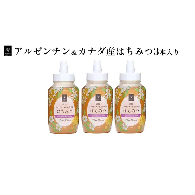 アルゼンチン＆カナダ産はちみつ720g　3本入り 蜂蜜 ハチミツ ハニー アルゼンチン産 