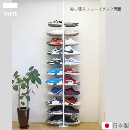 シューズラック スリム シューズ収納 シューズラック両面 白 シューズボックス 靴収納 玄関収納 省スペース 22足収納 下駄箱 狭い 玄関 おしゃれ 高さ調整可 国内製造 日本製 