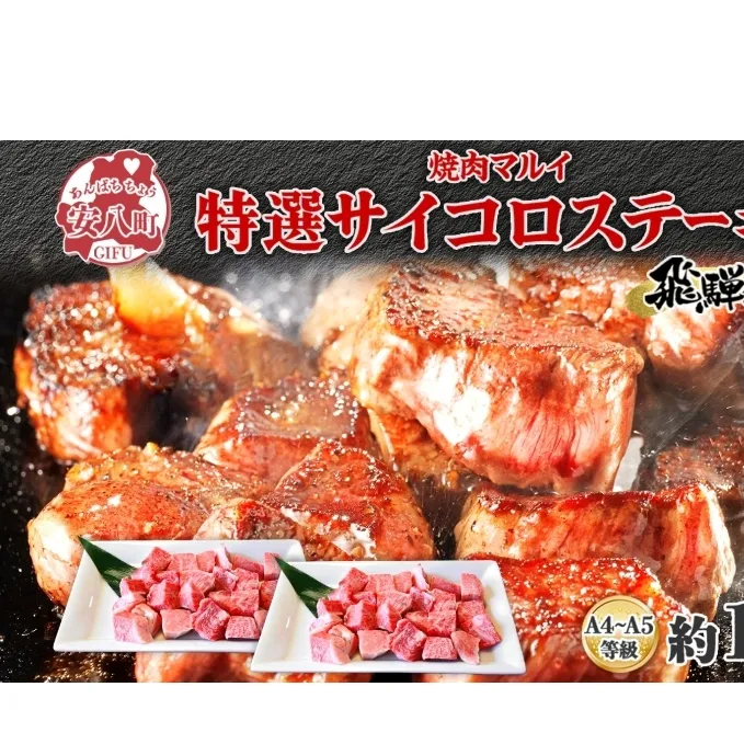 マルイ特選 サイコロステーキ 約1kg A4～A5等級使用 飛騨牛 焼肉 肉 牛 牛肉 お肉 国産 和牛 国産牛 焼肉マルイ サイコロ サイコロ肉 一口サイズ BBQ フライパン調理 冷蔵 真空パック お取り寄せ 送料無料 岐阜県 安八町