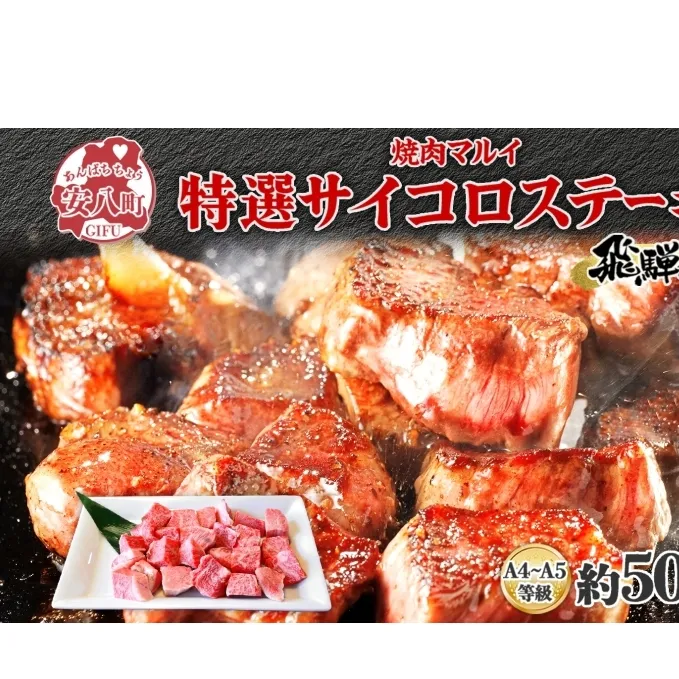 マルイ特選 サイコロステーキ 約500g A4～A5等級使用 飛騨牛 焼肉 肉 牛 牛肉 お肉 国産 和牛 国産牛 焼肉マルイ サイコロ サイコロ肉 一口サイズ BBQ フライパン調理 冷蔵 真空パック お取り寄せ 送料無料 岐阜県 安八町