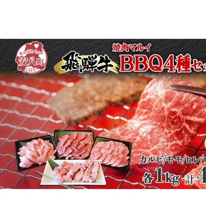 焼肉マルイ 串付き 飛騨牛BBQセット 約4kg 焼肉 串焼き BBQ セット カルビ ヒレ肉 モモ肉 ロース肉 お肉 肉 お家で簡単 本格 国産 国産牛 牛 牛肉 和牛 秘伝のたれ タレ付き 焼くだけ簡単 お取り寄せグルメ 送料無料 岐阜県 安八町