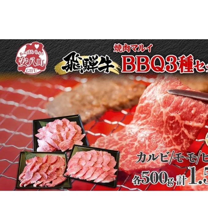 焼肉マルイ 飛騨牛BBQセット 約1.5kg セット カルビ ヒレ肉 モモ肉 お肉 肉 お家で簡単 本格 国産 国産牛 牛 牛肉 和牛 秘伝のたれ タレ付き 焼くだけ簡単 お取り寄せグルメ 送料無料 岐阜県 安八町