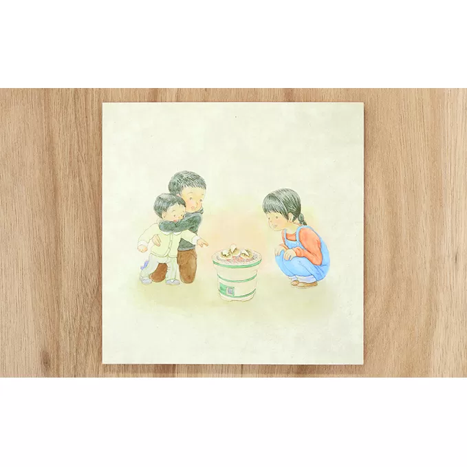 センテンヤアートパネル　『えものがたり』−餅やき− 絵画 和紙 印刷 木製パネル シンプル 洋風 和風 