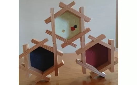 縁起物！六角かざり組子  3個組