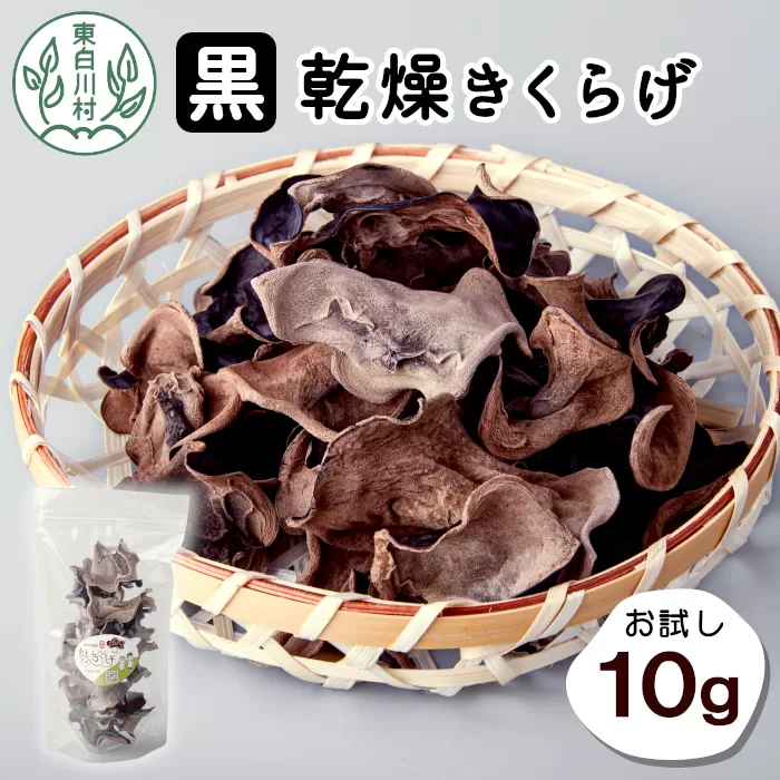 東白川村産 ホール きくらげ 10g 乾燥 お試しサイズ 木耳 キクラゲ きのこ 純国産