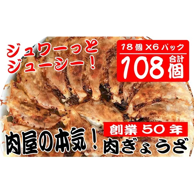 肉の宝屋餃子 108個入り（18個入り×6パック）【配送不可：離島】 加工品 惣菜 冷凍 肉餃子 国産 豚肉 