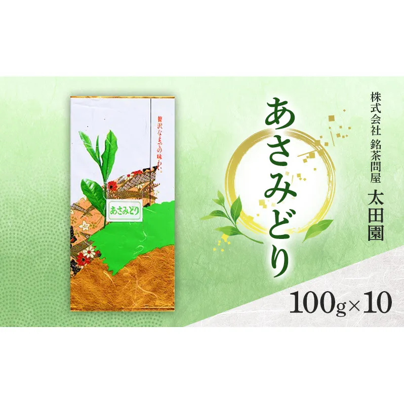 お茶 高級煎茶 あさみどり 100g×10 ミル芽 厳選 ブレンド 日本茶 煎茶 味わい深い すっきり 甘み 上品 旨味 柔らかな香り コク 贈り物 ギフト プレゼント 島田市 静岡県