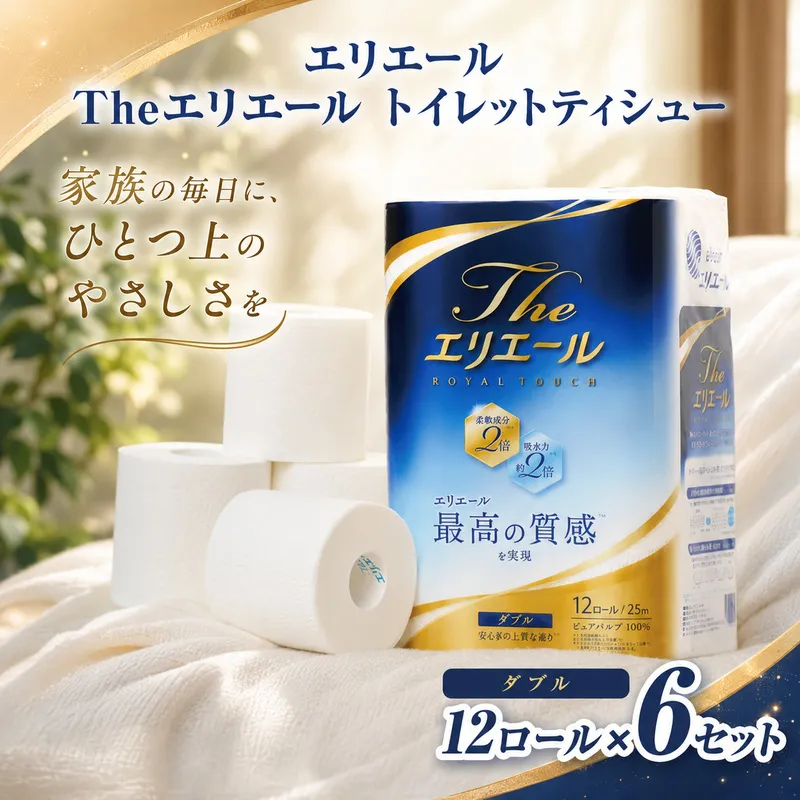 エリエール Theエリエール トイレットティシュー12ロール×６セット ダブル　日用品 消耗品 生活用品 トイレ トイレットペーパー 静岡県 島田市