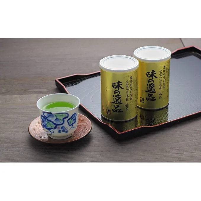 深むし茶味の逸品 100g×2缶 お茶 緑茶 深蒸し茶