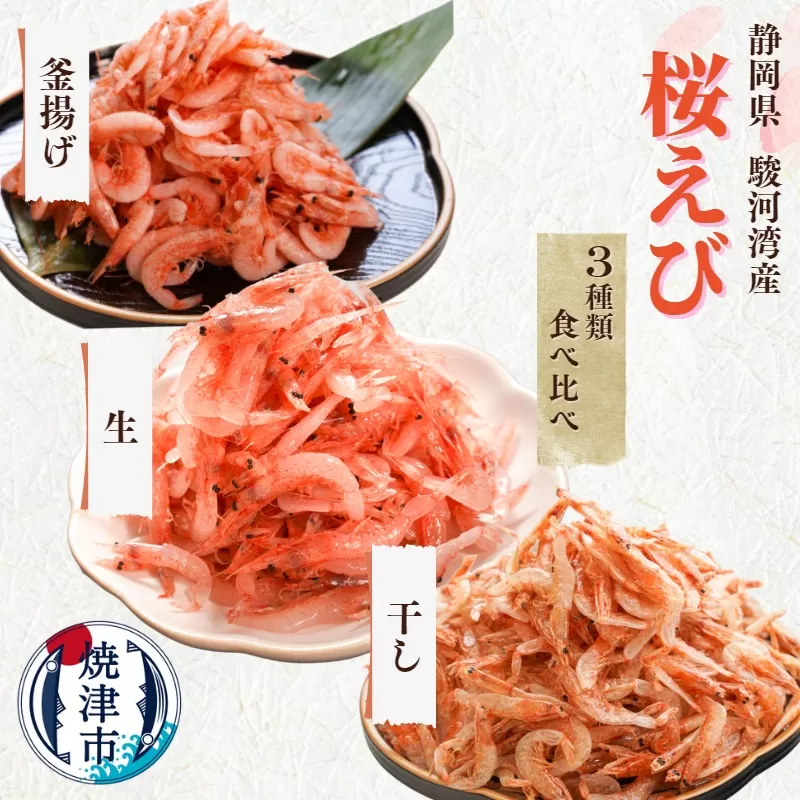 b100-049[定期便3回お届け]焼津特選桜えび3種類食べ比べ
