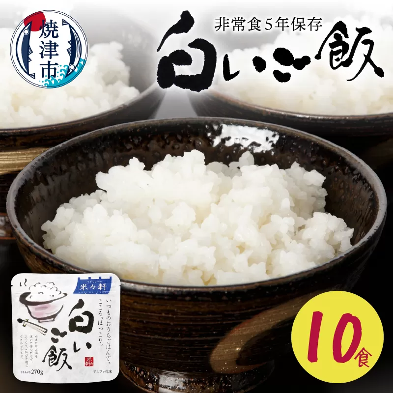 a10-987　非常食 白いご飯 10食 防災 備蓄 キャンプ 5年保存