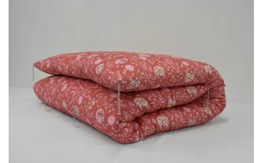 O14純綿わた入り手作り敷ふとん　色ピンク系・柄おまかせ