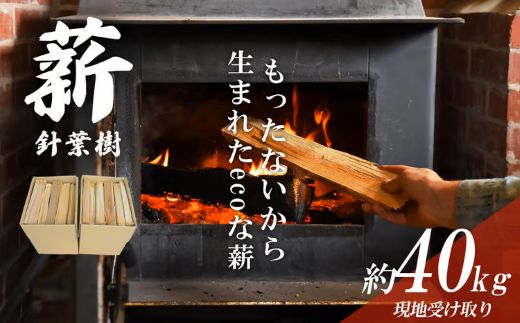 「きこりの薪」針葉樹（現地受け取り）10箱（約40㎏）