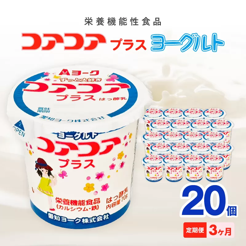 【3ヶ月定期便】愛知ヨーク　コアコアプラスヨーグルト　20個入［108A11-T］
