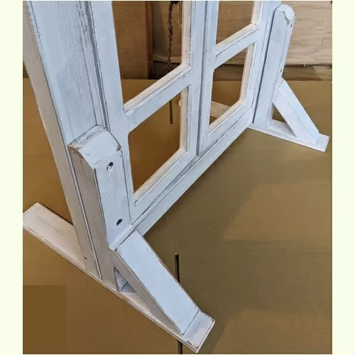 エイジングアンティーク調 フェイク窓のオブジェ 本体と自立固定用スタンドのセット(本体とオプションのセット)[161P26]エイジング アンティーク調 フェイク窓 オブジェ 本体 固定用スタンド セット 扉 立掛け 安全 頑丈 天然木製 完成品 エイジング調 ホワイト 両開き 小さな窓枠 ディスプレイ 雑貨 インテリア ガーデニング 愛知県 小牧市 送料無料