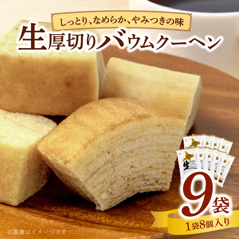 エースベーカリー　生厚切りバウムクーヘン　8個×9袋　バウムクーヘン バームクーヘン おやつ おかし スイーツ お菓子 個包装［134T03］