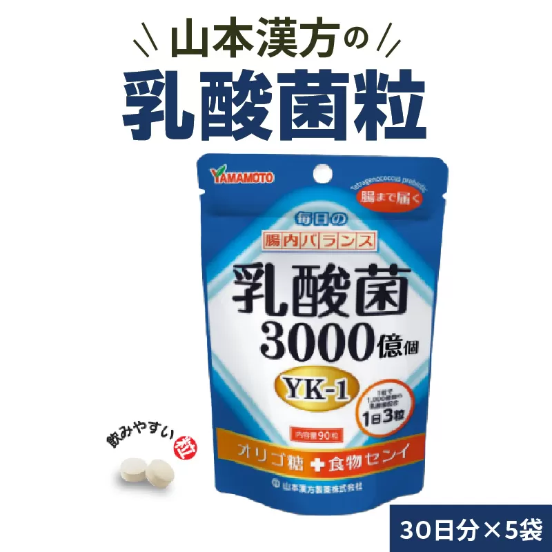 山本漢方の乳酸菌粒(30日分×5袋)