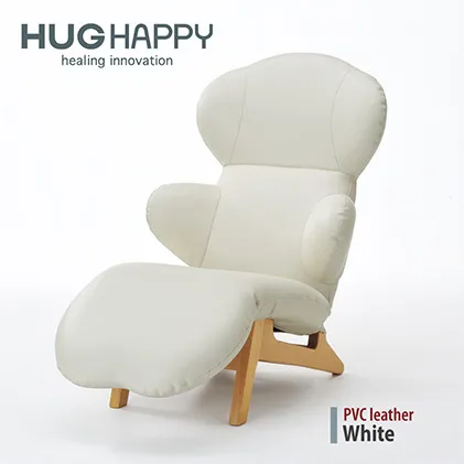 ハグラウンジチェア　レザー：ホワイト（オットマン一体型　リクライニングチェア）家具　椅子　ソファ【配達不可：沖縄・離島】