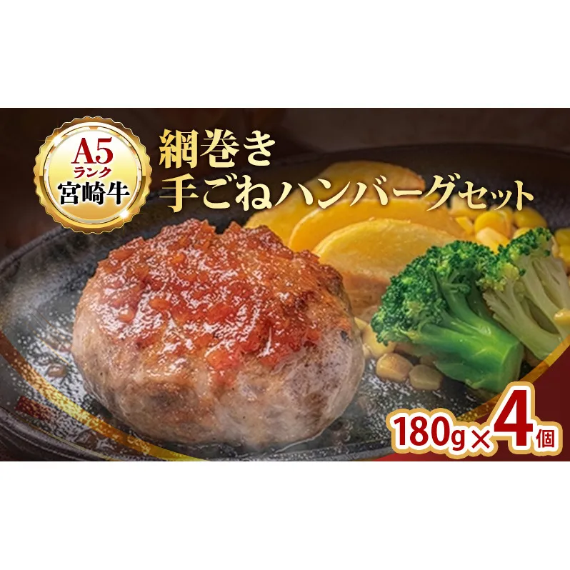 ハンバーグ A5ランク 宮崎牛 180g 4個 セット 国産 冷凍ハンバーグ 工場直売 惣菜