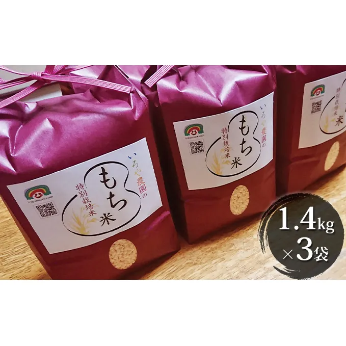 特別栽培米　日進市産もち米　1.4kg×3袋 餅米 