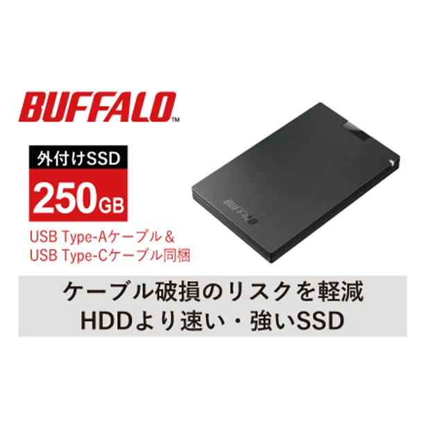 BUFFALO バッファロー ポータブル SSD 250GB TypeA & TypeC USB 電化製品 家電 パソコン PC周辺機器 パソコン周辺機器 