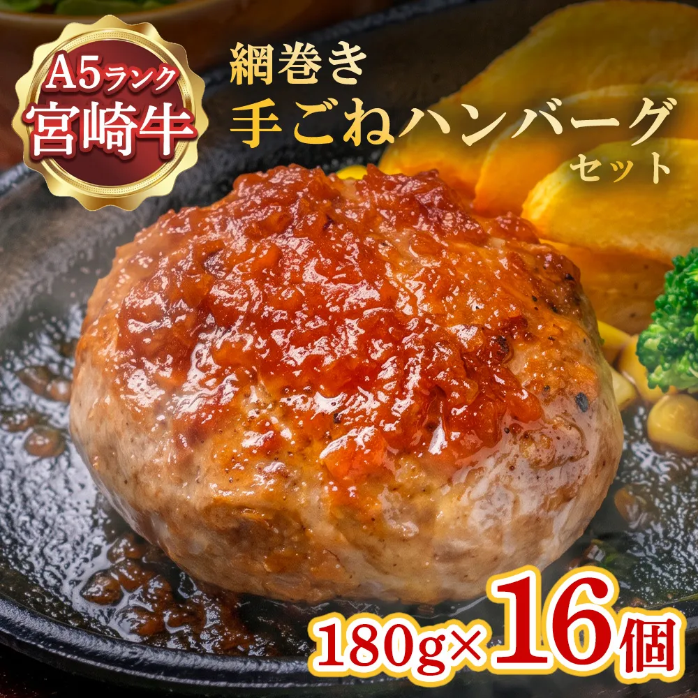 ハンバーグ A5ランク 宮崎牛 180g 16個 セット マ・メゾン 国産 冷凍ハンバーグ 工場直売 惣菜