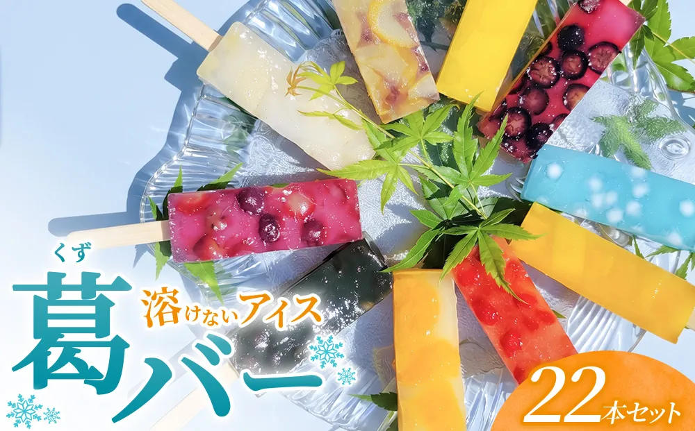 葛バー 10種 22本 セット 詰め合わせ 溶けないアイス くずバー とけないアイス 葛 アイス バー 和菓子 お菓子 菓子 デザート スイーツ いちご みかん 白桃 パイン ラムネ 抹茶 栗小倉 マンゴー ぶどう ブルーベリー 愛知 愛知県 日進市
