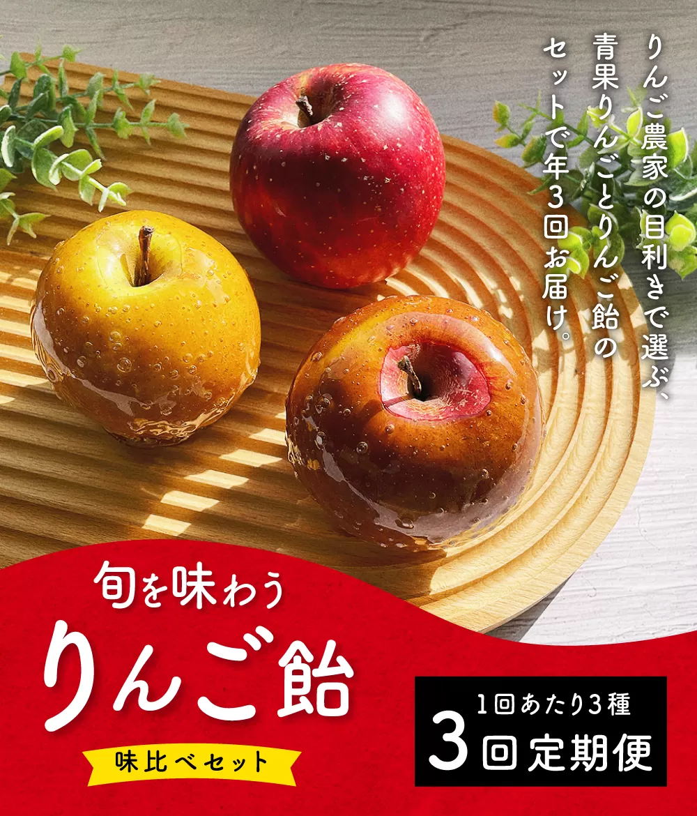 【2025年9月より順次発送予定】【定期便3回】旬を味わうりんご飴 味比べセット 青果りんご 1個 ･ りんご飴 2個 ( 計3個 ) お菓子 デザート