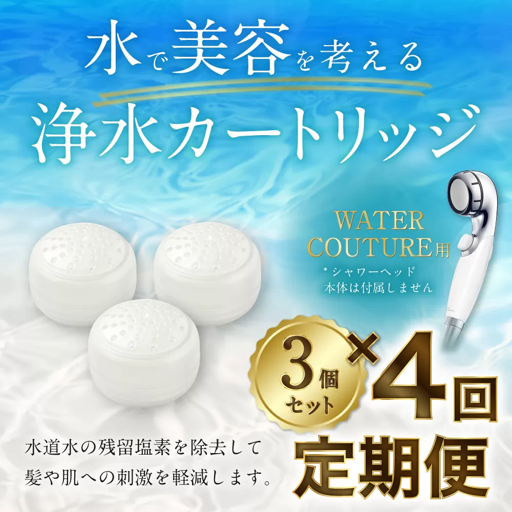 【定期便】シャワーヘッド用 浄水 カートリッジ ( 3個セット × 年4回発送 定期便 ) ウォータークチュール用 塩素除去 節水 交換簡単 カートリッジ