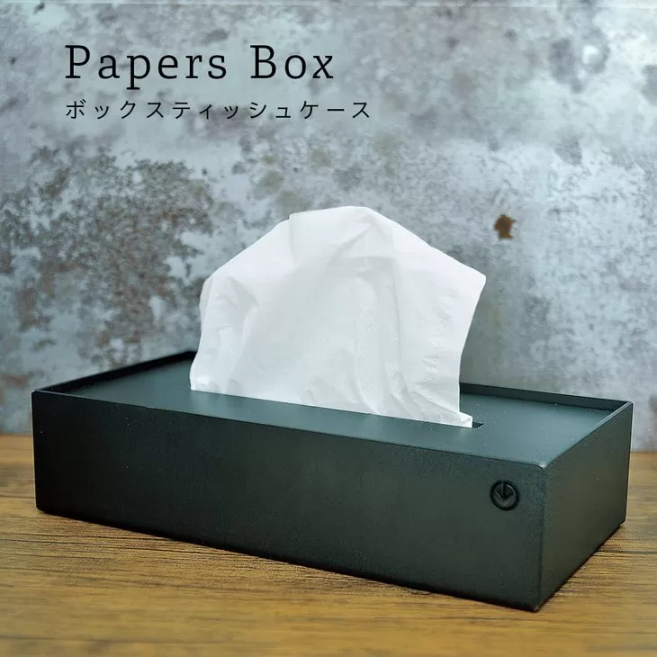 GRAVIRoN Papers Box 黒皮鉄（ボックスティッシュケース） ティッシュケース ケース ボックスティッシュ インテリア
