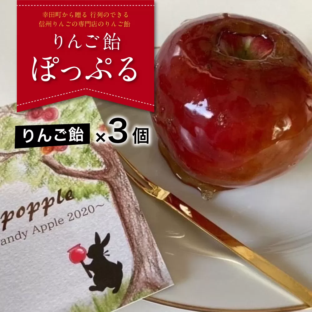 【2024年9月より順次発送予定】りんご飴「ぽっぷる」(3個 ) りんご農家が贈るりんご飴 リンゴ飴