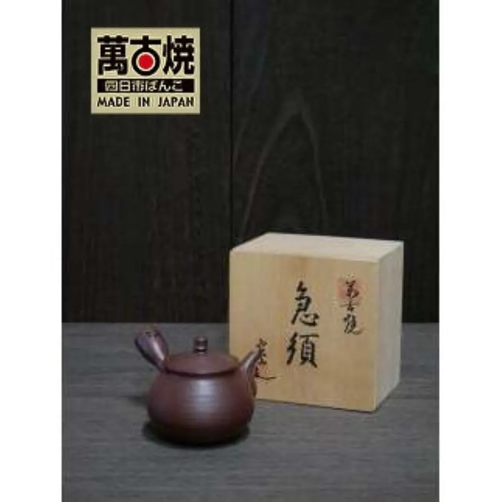 【萬古焼(ばんこやき)】 実山作 だるま形千筋手造り急須(木箱入)