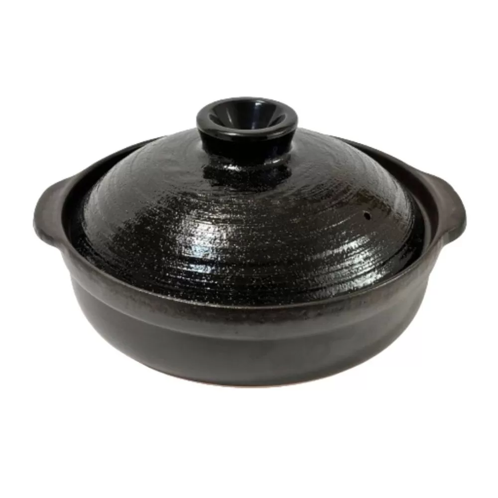 【萬古焼（ばんこやき）】8号 黒土鍋 セラミックコーティング 内山製陶所【土鍋 2〜3人用 セラミック 直火用 電子レンジ対応 お手入れ簡単 食洗器対応 三重県 三重 四日市市 四日市 四日市市ふるさと納税 四日市ふるさと納税】