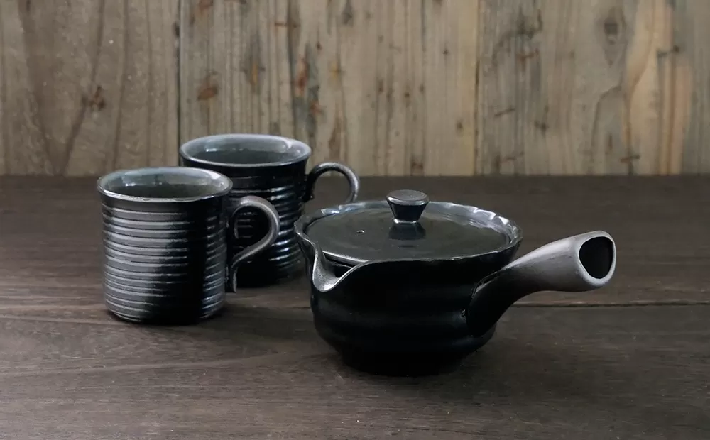 【萬古焼(ばんこやき)】黒吹き 珈琲急須・マグセット スズ木【コーヒー 珈琲 急須 マグ キッチン雑貨 コーヒーポット コーヒードリッパー ドリッパー 三重県 四日市市】