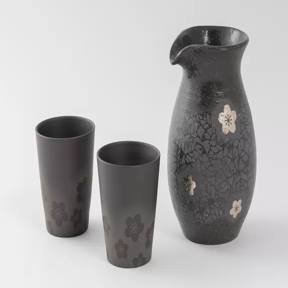 【萬古焼(ばんこやき)】醉月陶苑 桜文酒器揃