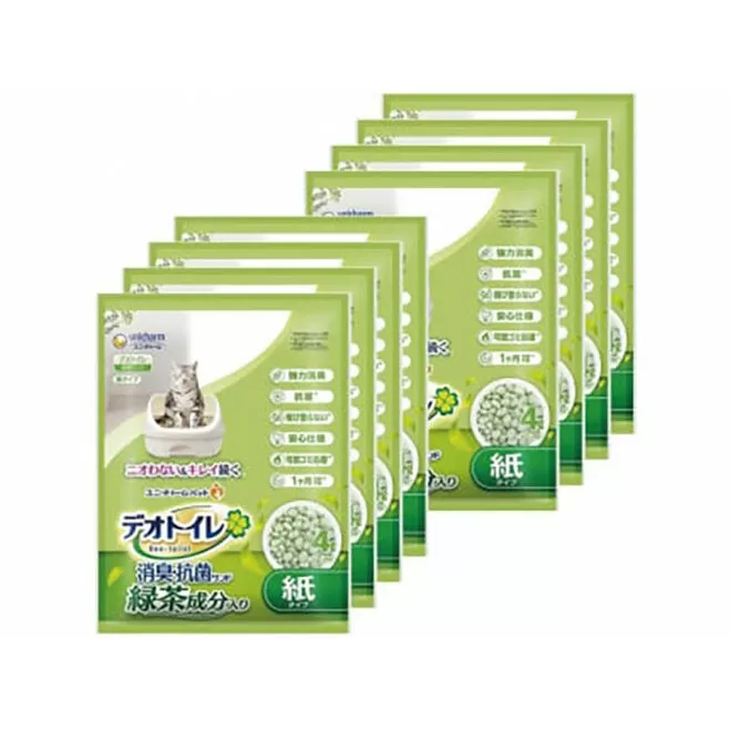 デオトイレ 飛び散らない 緑茶入り 消臭 サンド 4L×8袋 猫砂 トイレ 猫 猫用トイレ ペット ユニ・チャーム 愛猫用 ペット用品